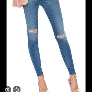Hudson Jeans Straight Leg Distressed Blue Denim